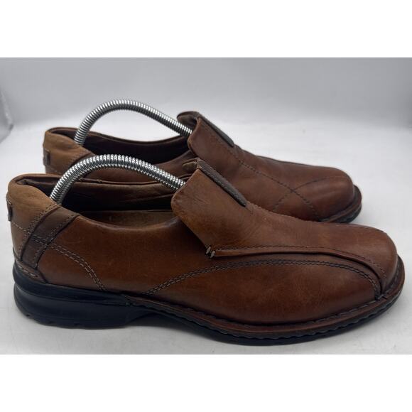 Clarks Escalade Mens 9.5M‎ Brown Leather Slip on Loafers - Picture 1 of 7